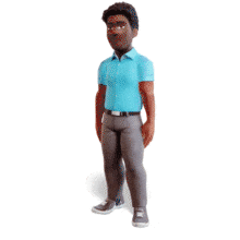 Download this 3D head shake GIF showing a character expressing disapproval. Ideal for presentations, training slides, or digital storytelling.