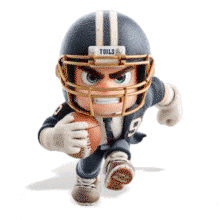 This animated football player clipart shows a determined runner in motion—great for sports, motivation, and energetic presentations.