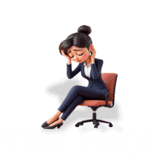This poignant PowerPoint Animation illustrates a stressed businesswoman, perfect for highlighting workplace challenges.