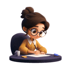 This delightful PowerPoint Animation of a woman writing notes brings a warm, creative touch to educational presentations.