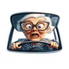 This PowerPoint Animation captures an old lady&#039;s humorous panic while driving, perfect for engaging presentations.