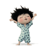 This playful PowerPoint Animation captures a sleepy kid stretching, perfect for morning routine themes.