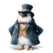 This charming PowerPoint Animation features a dapper penguin in a top hat, perfect for adding a whimsical touch to your slides.