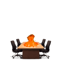 This fiery conference table animation vividly portrays chaos and urgency, making it a striking PowerPoint Animation for impactful presentations.