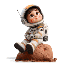 Astronaut kid looking around animation
