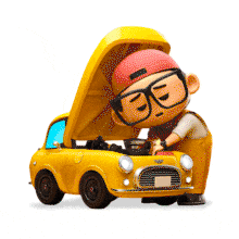 Funny mechanic animation banging on a car engine. Perfect for PowerPoint, Google Slides, automotive lessons, and vocational training.