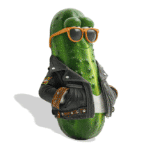 Animated cucumber in sunglasses and leather jacket. Perfect for humor, idioms, confidence, relaxation, and fun presentation themes.