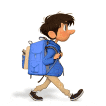 Animated student walking with a backpack. Perfect for school, education, learning, studying, and back-to-school themed presentations.