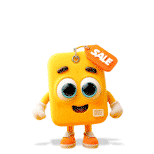 Animated product tag character with a “Sale” label. Perfect for marketing, discounts, promotions, shopping, and retail presentations.