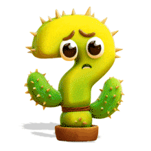 Download this animated cactus shaped like a question mark with a puzzled face. Perfect for curiosity, confusion, problem-solving, and creative themes.