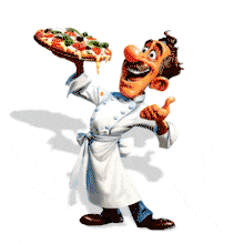 A smiling pizza chef proudly presenting a delicious pizza — a perfect symbol of culinary creativity, warmth, and restaurant pride.