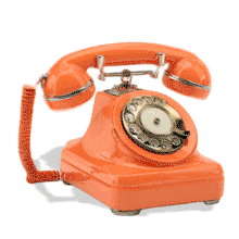 A vibrant orange rotary telephone animation symbolizing communication history, nostalgia, and the evolution of technology.