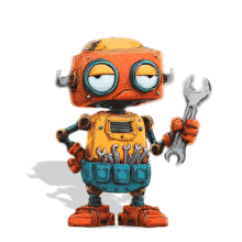 This playful PowerPoint Animation features a smug robot holding a wrench, perfect for tech-themed presentations.