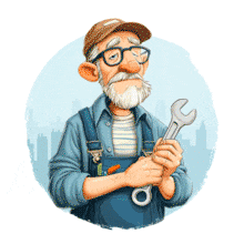 An animatoin of an experienced craftsman holding a wrench — symbolizing hard work, wisdom, and the lasting value of skilled labor.