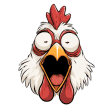 A wild-eyed chicken animation symbolizing surprise, excitement, and humor — perfect for fun, lighthearted, and engaging presentations.