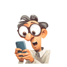 A surprised man reacting to something on his phone — a humorous and relatable animation perfect for digital or communication themes.