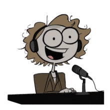 A lively podcaster animation featuring a radio host at the mic — symbolizing storytelling, energy, and audience connection.