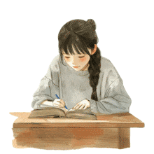 A serene animation of a girl writing in a book — symbolizing creativity, reflection, and the emotional power of learning and storytelling.