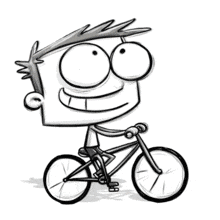 A cheerful boy riding a bike animation symbolizing growth and learning the ropes — perfect for motivational and educational presentations.