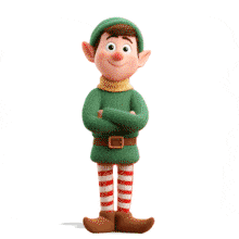 This festive elf animation points in different directions, symbolizing confusion, choice, or misdirection — perfect for holiday-themed PowerPoint slides.