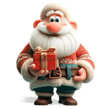 Download this PowerPoint Animation featuring Santa Claus holding a gift to enhance your holiday presentations.