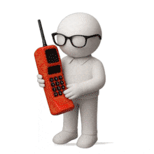Download this PowerPoint Animation featuring a character with an old cellphone to enhance your presentation.