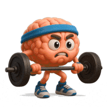 Download this PowerPoint Animation featuring a brain lifting weights to promote mental fitness and health.