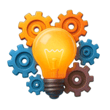 Download this PowerPoint Animation featuring a lightbulb and gears, perfect for illustrating innovation and teamwork.
