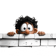 Download this PowerPoint Animation featuring a curious character peeking over a wall to enhance your presentation.