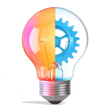 Download this PowerPoint Animation featuring a lightbulb gear, symbolizing creativity and innovation.