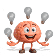 Download this PowerPoint Animation featuring a brain character juggling lightbulbs to illustrate creativity and idea generation.