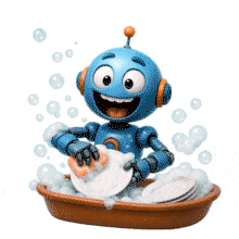 Download this cheerful Robot Dishwasher PowerPoint Animation to enhance your presentations with fun and engaging visuals.