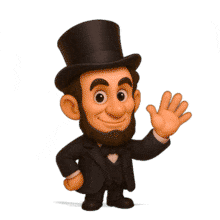 Download this Animation of a Abraham Lincoln character in a top hat, perfect historical element for engaging presentations.