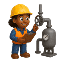 Download this PowerPoint Animation featuring a cheerful safety inspector for your training presentations.