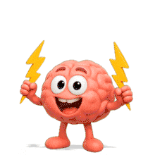 Download this PowerPoint Animation featuring a cheerful brain character with lightning bolts, perfect for educational themes.