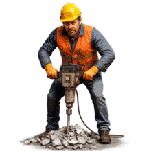 Download this PowerPoint Animation featuring a construction worker using a jackhammer to enhance your presentations.