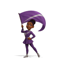 Download this cheerful PowerPoint Animation featuring a marching band flag girl to enhance your presentations.