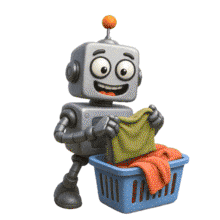 Download this cheerful PowerPoint Animation of a robot folding laundry to add fun and innovation to your presentations.