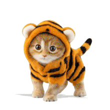 Download this PowerPoint Animation featuring a courageous kitten in a tiger costume for a bravery and strength metephor.