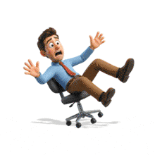 Download this PowerPoint Animation featuring a man falling from a swivel chair for a humorous touch in your presentations.