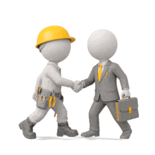 Download this PowerPoint Animation featuring a construction handshake to enhance your presentation on teamwork and collaboration.