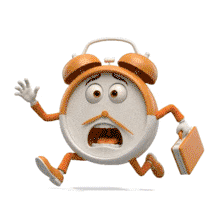 Download this PowerPoint Animation featuring a running clock character to illustrate urgency and time management.