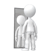 Download this PowerPoint Animation featuring a figure looking into a mirror for self-reflection themes.