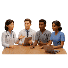 Download this PowerPoint Animation featuring medical professionals in discussion to enhance your healthcare presentations.