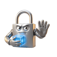 Download this engaging PowerPoint Animation featuring a lock character protecting a glowing cube.