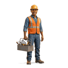 Download this Friendly Construction Worker PowerPoint Animation.
