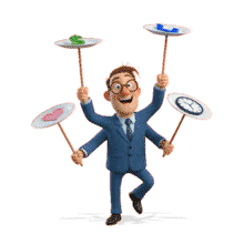 Download this engaging PowerPoint Animation featuring a businessman juggling key elements of success.