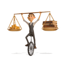 Download this engaging PowerPoint Animation depicting balance between wealth and knowledge.