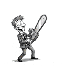 Download this engaging PowerPoint Animation featuring a man with a chainsaw.