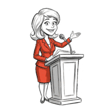 Download this engaging PowerPoint Animation of a woman giving a speech.